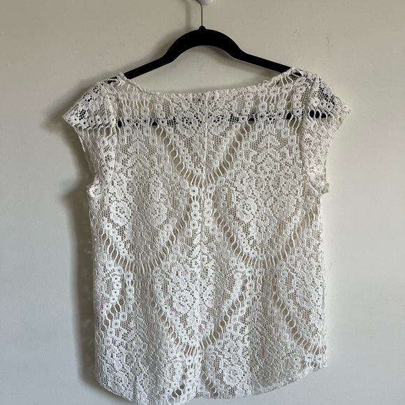 Calypso St. Barth Cream Lace Cap Sleeve Cotton Blend Redortwear Blouse Sz Sm EUC - Picture 3 of 13